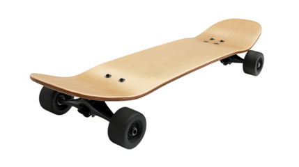 Professional Blank Maple Wood Skateboard Deck with Black Wheels – High-Quality Skateboard Equipment on White Background