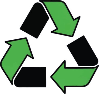 The universal recycling symbol with three green and black chasing arrows forming a triangle on a white background.