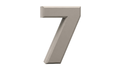 Isolated 3D rendering of numeral seven, stone texture, three-dimensional perspective