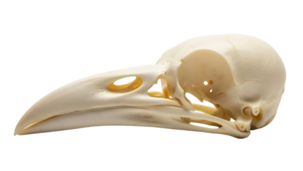 Isolated skull of a bird with a long beak for osteology, scientific research and education