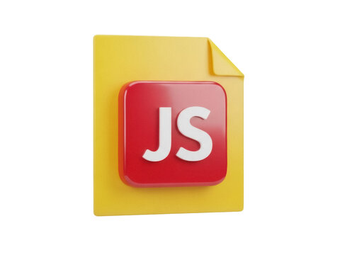 Isolated Yellow document with red JS symbol for JavaScript programming language coding