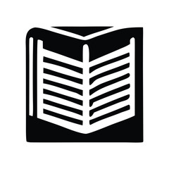 Black and white icon of an open book, symbolizing knowledge, education, and learning