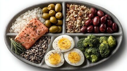 Balanced Meal Plate Highlighting Protein, Vegetables, and Grains for Healthy Eating