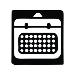 Iconic image depicting a calendar page, representing time and planning, rendered in a minimalist, bold black and white style for versatile use
