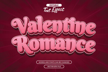 Valentine romance editable text effect with cartoon text style