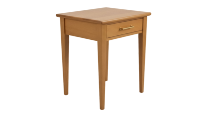 Isolated wooden nightstand with drawer, bedside table, small storage furniture, contemporary design