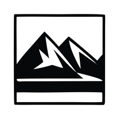 Abstract mountain landscape illustration with stylized peaks and valley, representing nature's grandeur