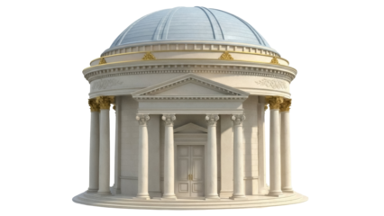 Isolated architectural structure featuring dome, columns, and classic Greek design elements