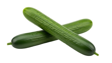 Isolated pair of fresh green cucumbers, healthy food ingredients ready for cooking