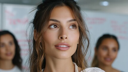 Hispanic Woman Leading Team Huddle in Dynamic Startup Environment