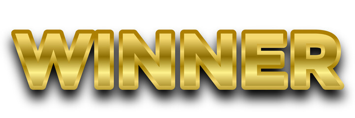 Winner gold text with shadow isolated on transparent background