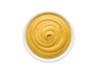 Isolated dish of delicious, yellow mustard condiment swirl for cooking, dipping, seasoning food