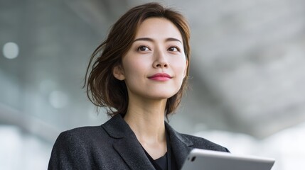 Southeast Asian Businesswoman Presenting Quarterly Report with Tablet