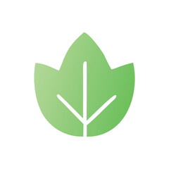 Stylized Green Leaf Icon with Gradient - A Modern Symbol of Nature, Ecology, and Sustainable Growth for Digital Design and Branding Projects
