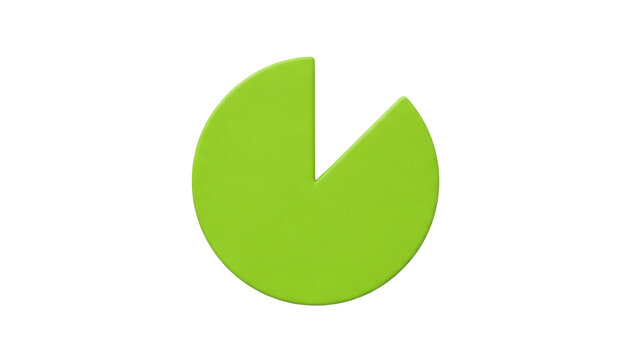 Isolated green pie chart graphic to illustrate percentage division or finance allocation