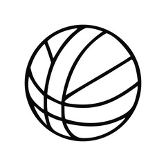 A minimalist black and white line art illustration of a basketball, perfect for sports-themed designs and graphic elements