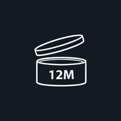 PAO 12M, Period after opening symbol icon logo flat vector design