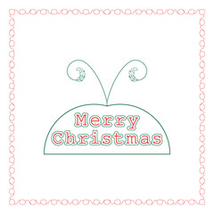 Merry Christmas Festive Line Art Decoration with Red Border