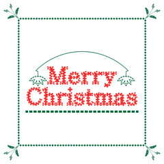Merry Christmas Cross-Stitch Holiday Greeting Card
