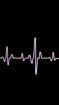 Barebones glitch heartbeat pulse on isolated black background, subtle digital distortion, abstract pixel motion, minimalist tech aesthetic, cinematic glitch effect, modern visual noise
