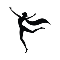 Jumping Dancer With Flowing Scarf Expressing Grace Motion And Artistic Freedom Line Art Vector illustration