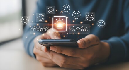 Customer feedback and satisfaction rating on mobile phone application interface