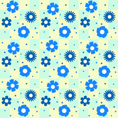 Flat vector pattern on spring theme with flowers