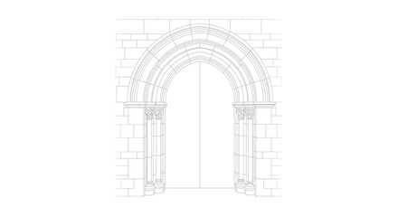 Detailed Romanesque Arch and Doorway Design Blueprint © mboku