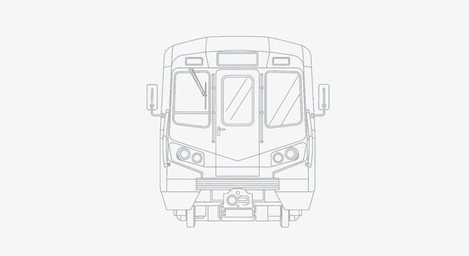 Minimalist Line Art Illustration of a Train Front View