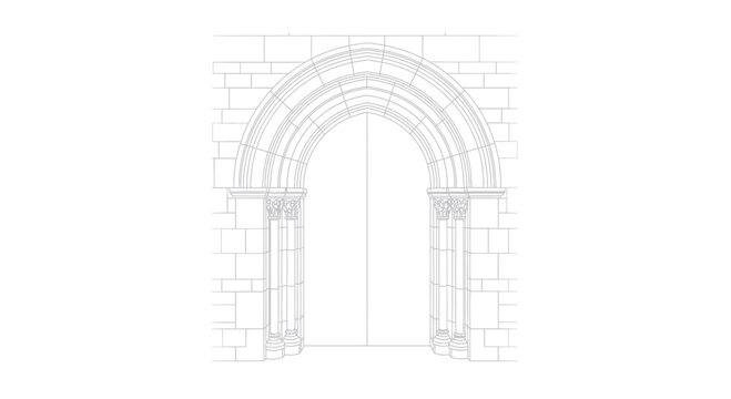 Detailed Romanesque Arch and Doorway Design Blueprint
