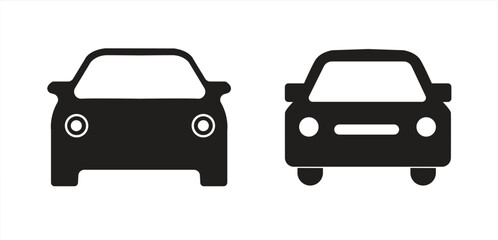 Fototapeta premium Car icon. Auto vehicle isolated. Transport icons. Automobile silhouette front view. Sedan car, vehicle or automobile symbol on white background - stock vector. 