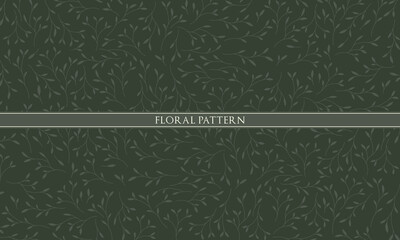 Dark Forest Green Seamless Floral Pattern with Subtle Leaf Silhouettes