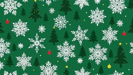 Festive Christmas Pattern With Snowflakes Christmas Trees And Ornaments holiday winter
