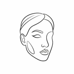 Minimalist Line Art Portrait of a Womans Face.