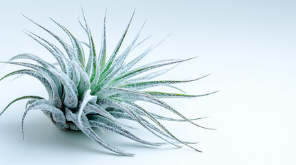 Fototapeta premium Tillandsia Air Plant with Frosty Appearance on White