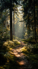 Fototapeta premium Sunlit Forest Path