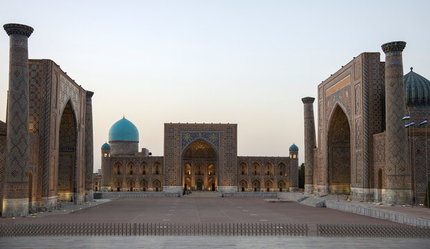 Evening on the Registan Square, Samarkand. Republic of Uzbekistan
