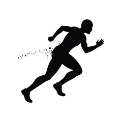 Runner Emerging From Dust Representing Power Speed Transformation And Determination Line Art Vector illustration
