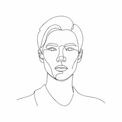 Minimalist One Line Drawing of a Persons Face.