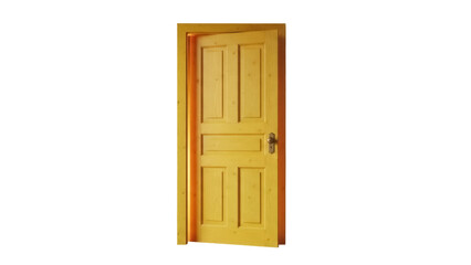 Open yellow wooden door isolated PNG, interior design element for architecture and home decor projects on transparent background