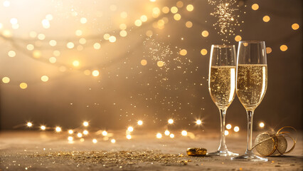 Premium New Year Background Featuring Soft Blur Depth and Golden Sparkle Lights