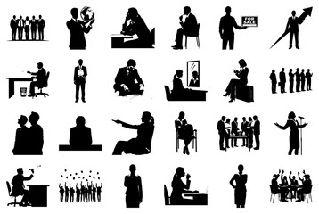Business Silhouettes Actions and Interactions Keywords: business, silhouette, people, man, woman