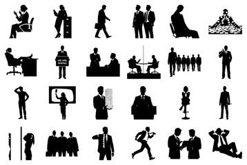 Business Professionals Silhouettes Various Poses people