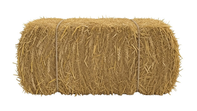 Golden hay bale isolated PNG, tied with rope, farm harvest, agriculture and rural scene element on transparent background