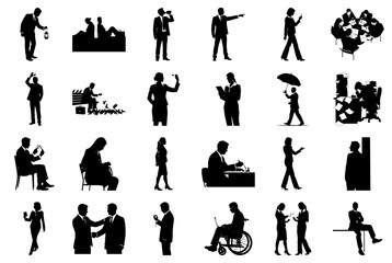 Business Silhouettes Work and Lifestyle Keywords: business, silhouette, people, man, woman