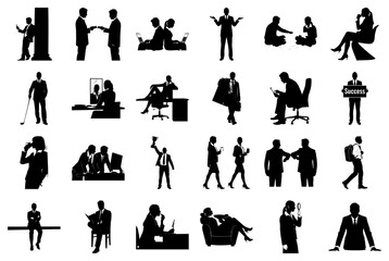 Corporate Life Silhouettes Montage Keywords: business, people, silhouette, office, work, meeting