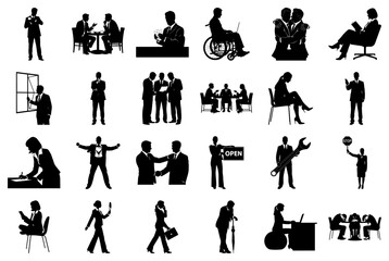 Diverse Business Silhouettes in Various Scenarios people