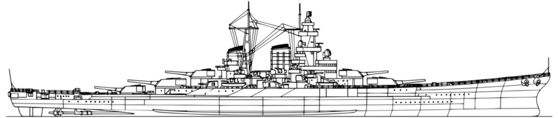 Historic battleship with detailed deck and superstructure design © SaiKir