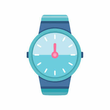 Timepiece vector illustration shows time hour minutes seconds wristwatch flat design