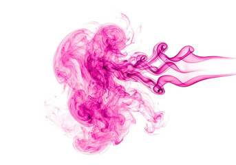 Pink smoke cloud flowing isolated on transparent background